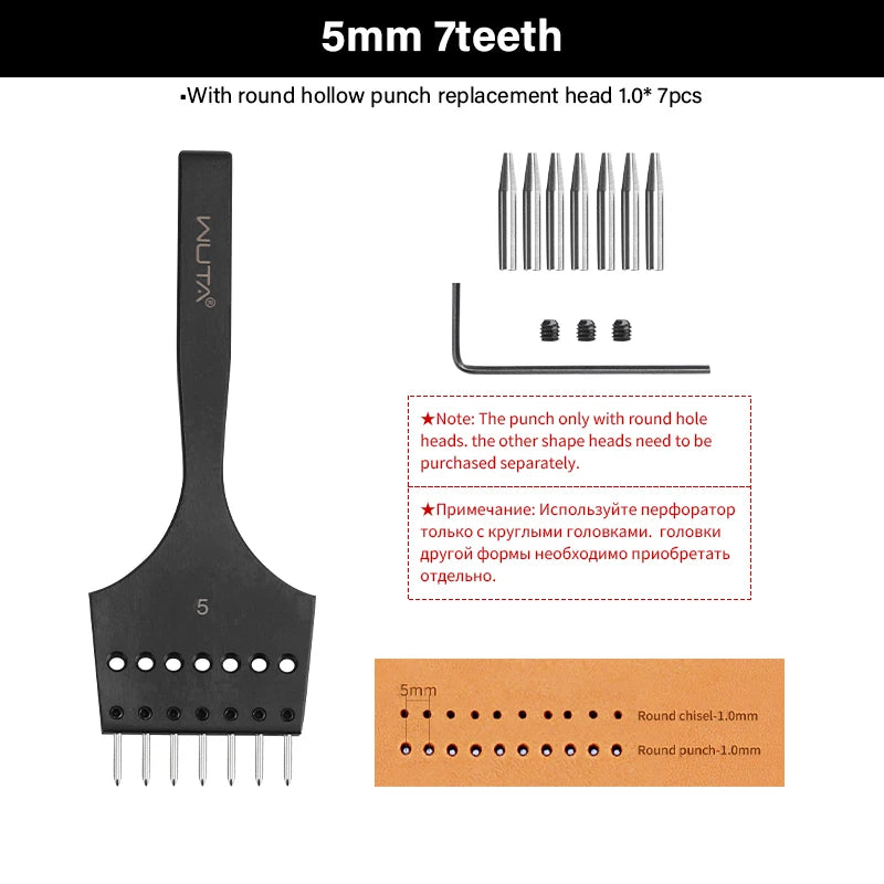 WUTA 3G Leather Punches Head Pricking Iron Removable Diamond Olive Round Hole French Style