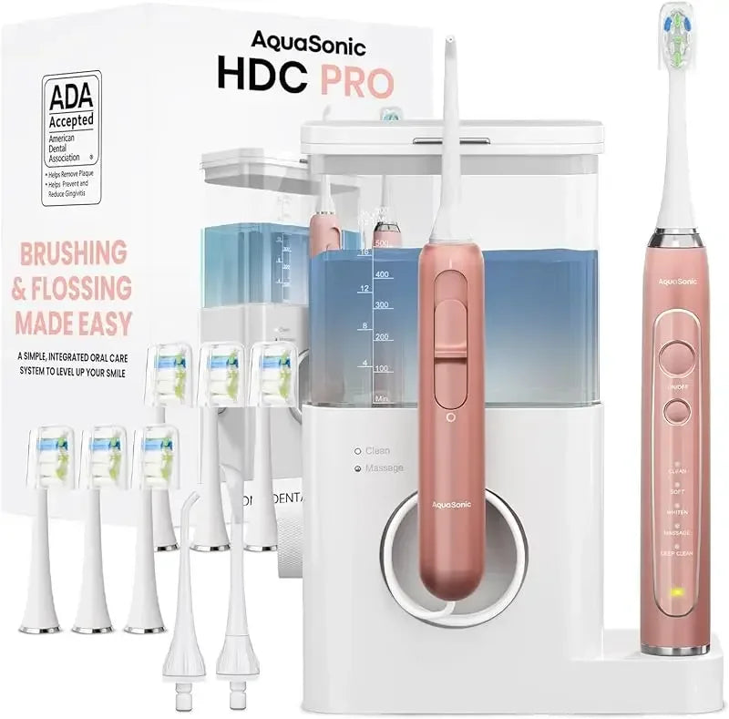 QWAquaSonic Home Dental Center PRO  Brush & Floss – Power Toothbrush & Water Flosser