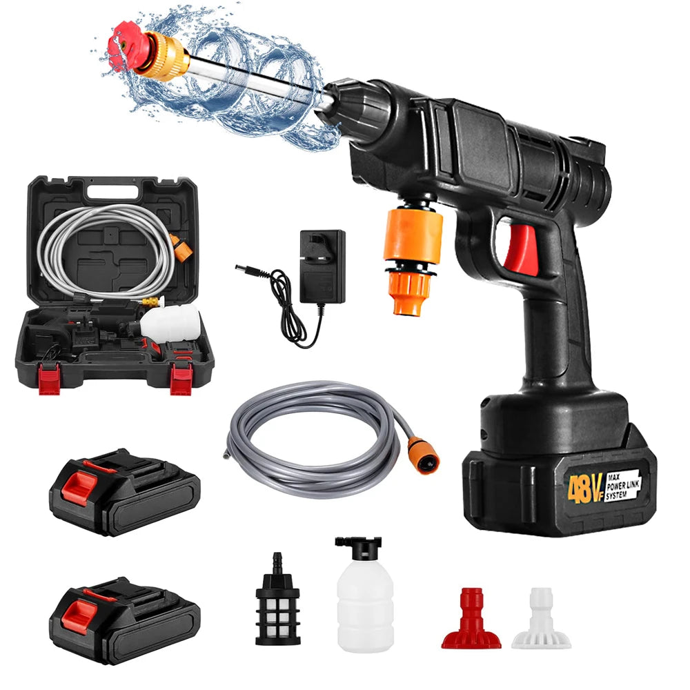 High-voltage Lithium Battery Car Water Gun 30bar Washer Portable Rechargeable 48v 300W motor