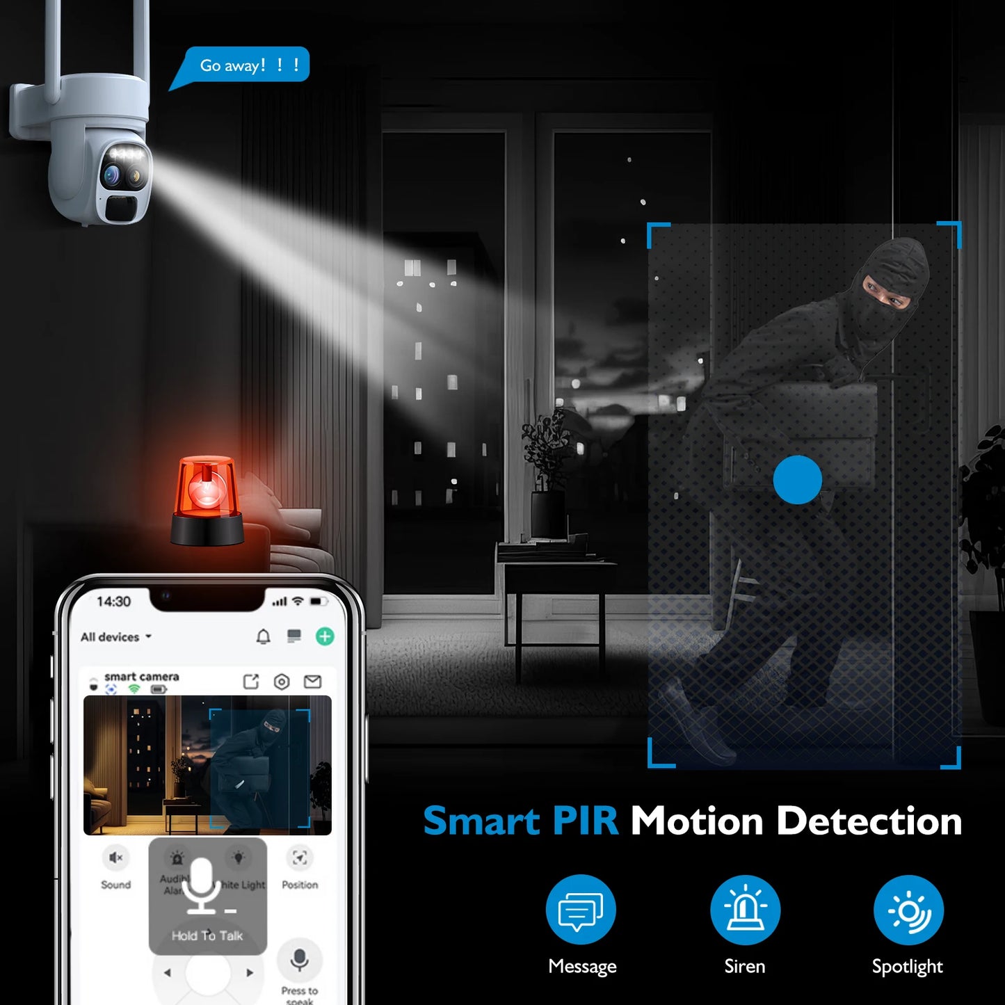 360-degree low power solar panel battery 5MP 2K FHD[10x zoom]2.4G WiFi with spotlight alarm, PTZ motion detection,CCTV