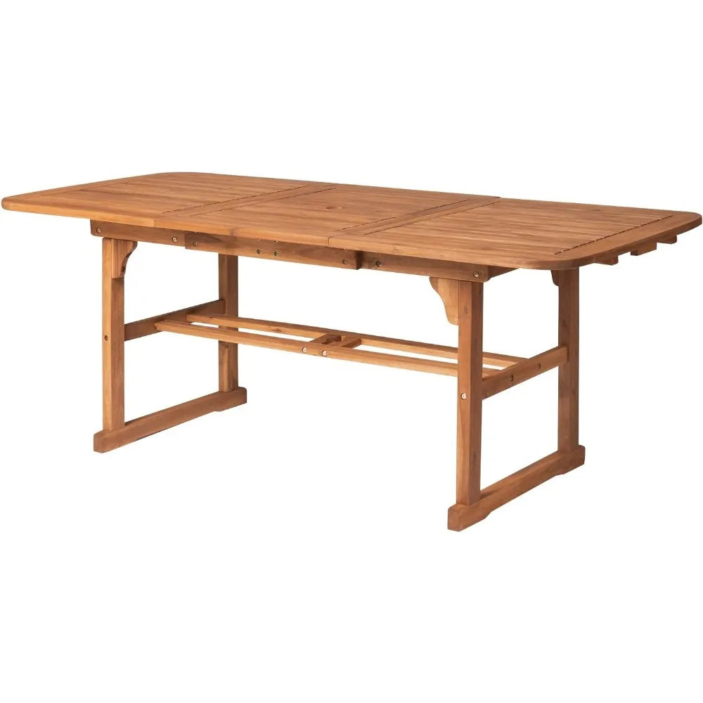 Walker Edison Maui Modern Solid Acacia Wood Slatted Patio Dining Table, 78" Assembly Guide