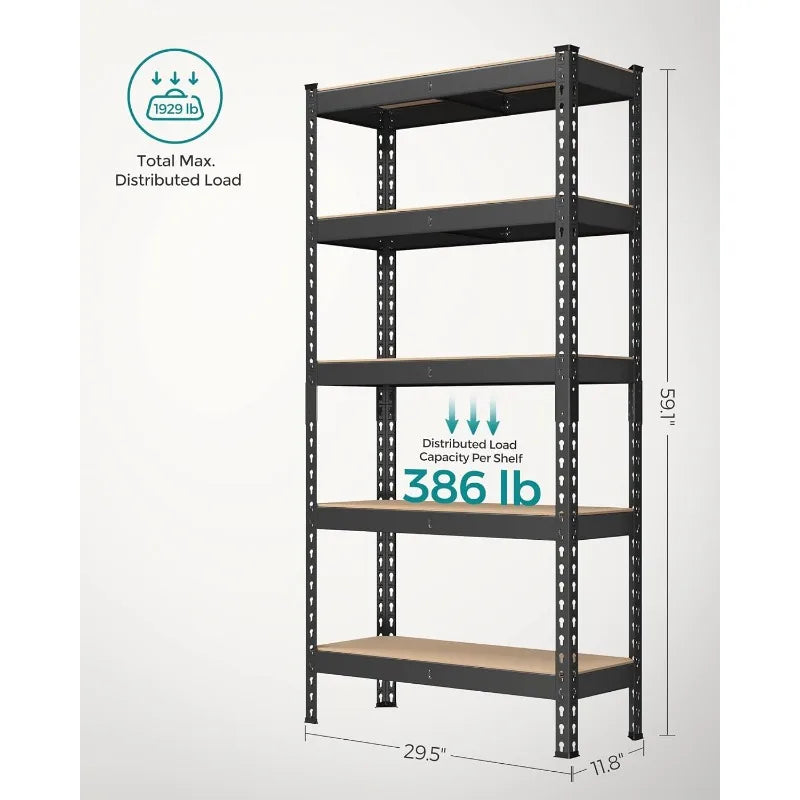 5-Tier Storage Shelves, Set of 2 Garage Storage, Boltless Assembly, Shelving Units, Load 1929 lbs