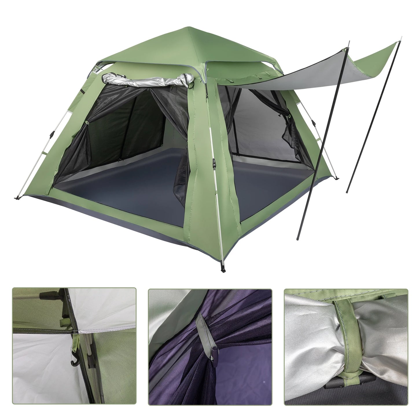 SPRING 4 Person Camping Tent, Waterproof & Sunproof Canopy Stargazing Tent, Easy Set Up Family Tent