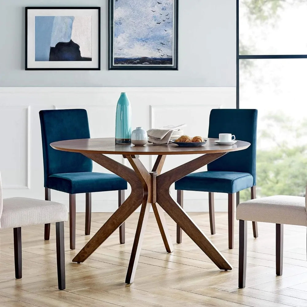 Crossroads 47" Round Wood Dining Table, Walnut