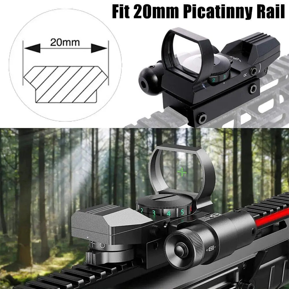 Reflex Sight Red Green 4 Reticle Optics With Green/Red Laser & Pressure Switch