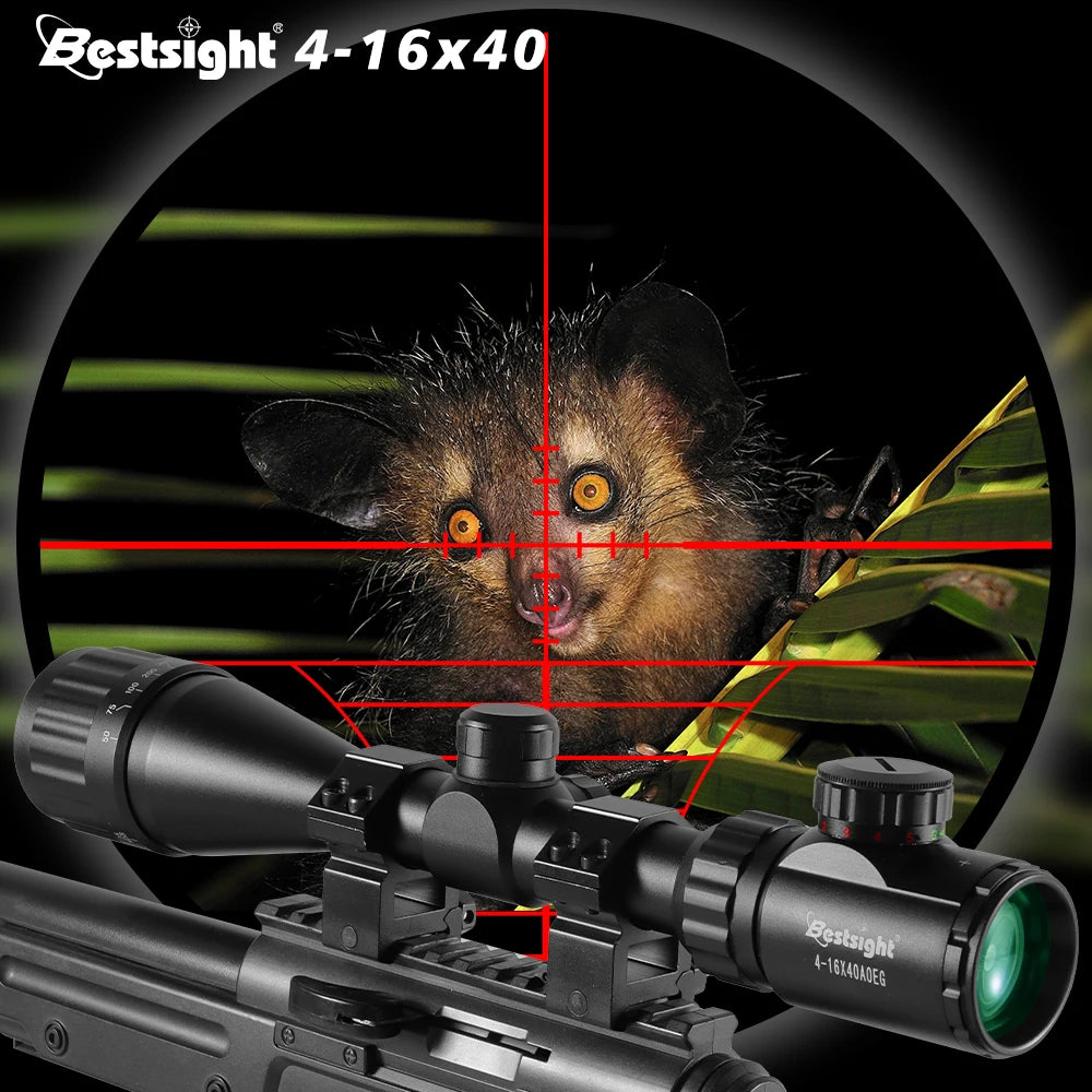 4-16X40 AOE Optics Hunting Riflescope Red&Green Dot Illuminated Sight Rifle Scope Sniper Gear Scope