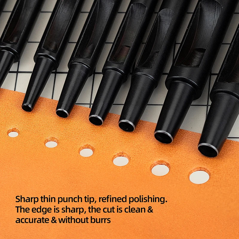 WUTA Plating Titanium Leather Hollow Punching Tool Set Round Hole Puncher DIY Craft for Leather