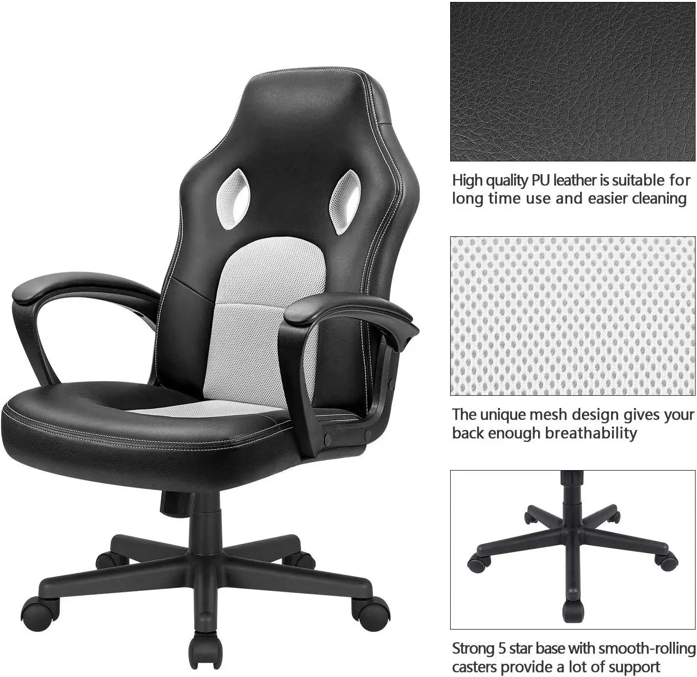 Office Gaming Chair High Back Leather Computer Chairs Ergonomic Height Adjustable Racing Game