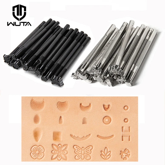 WUTA Leather Stamping Tools Skin Stamps Kit Carving 20Pcs Patterns Craft Embossing Punch Set