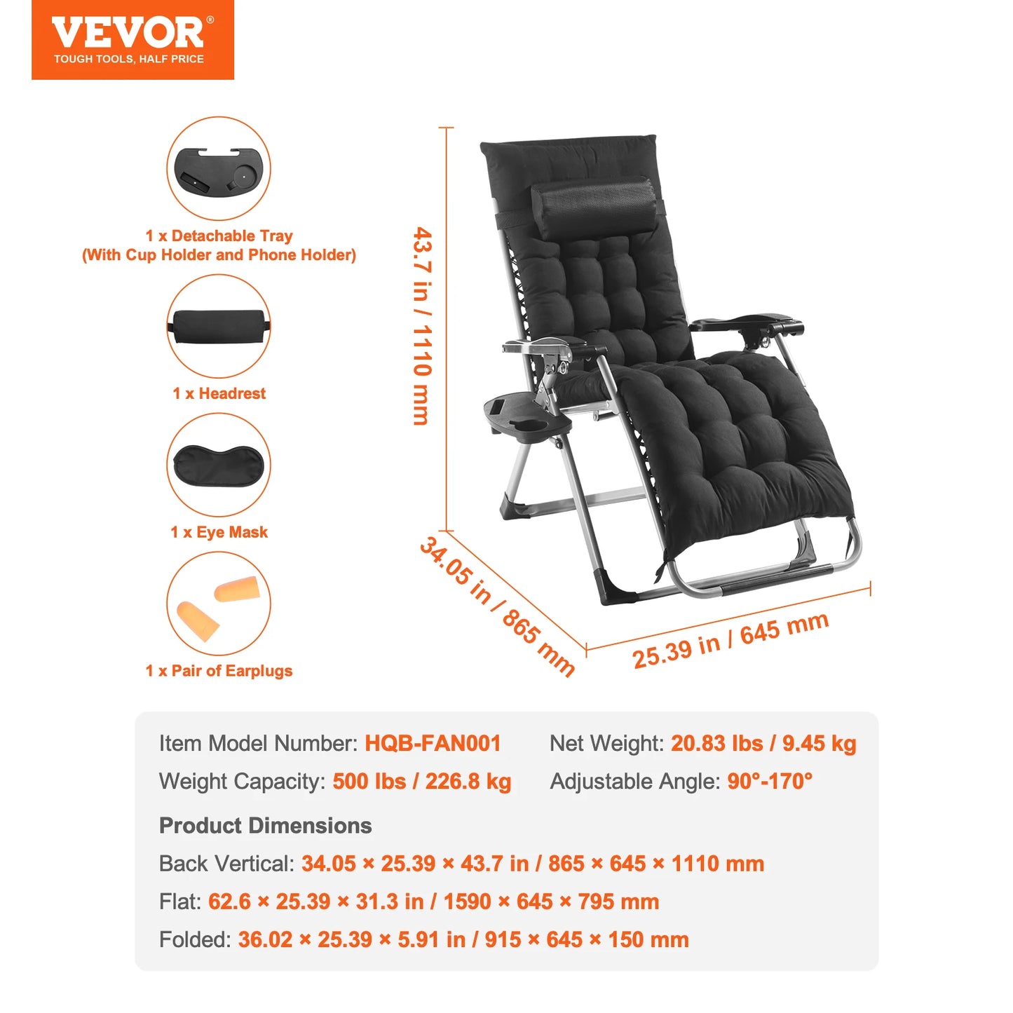 SucceBuy Zero Gravity Chair Zero Gravity Recliner Lounge Chair Adjustable Anti Gravity Chair