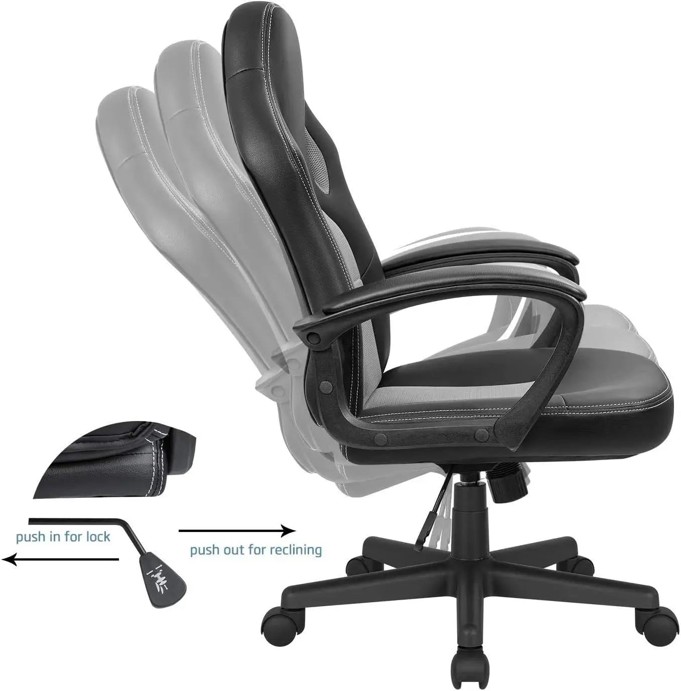 Office Gaming Chair High Back Leather Computer Chairs Ergonomic Height Adjustable Racing Game