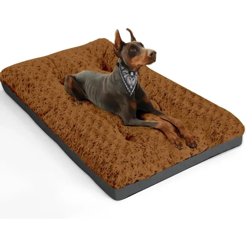 Washable XL Dog Bed Crate Mat 42 inch Comfy Kennel Pad Anti-Slip for Dogs Up to 90 lbs, 42" x 28"