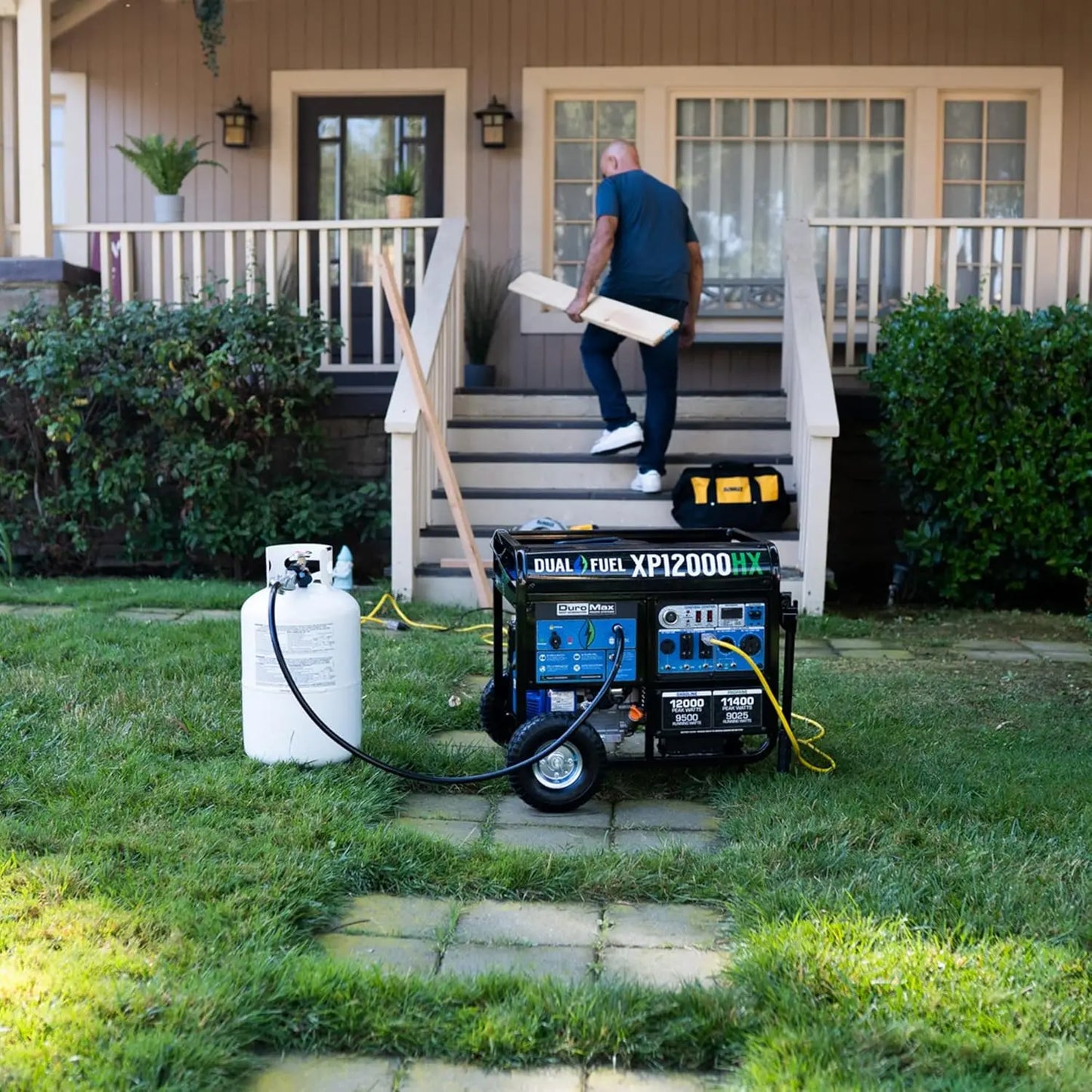 Dual Fuel Portable Generator-12000 Watt Gas or Propane Powered Electric Start w/CO Alert, 50 State