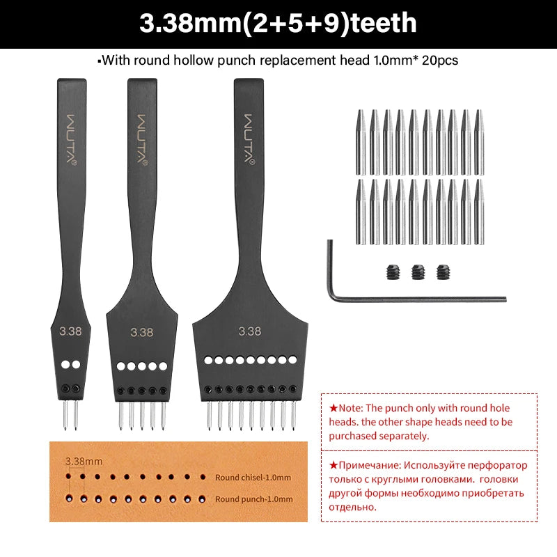 WUTA 3G Leather Punches Head Pricking Iron Removable Diamond Olive Round Hole French Style