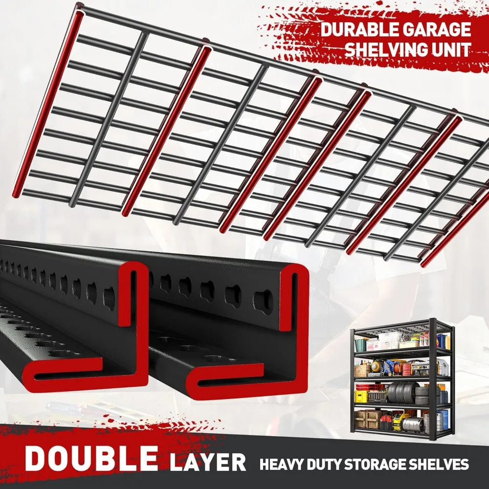 Garage Shelving 3000LBS Storage Shelves Heavy Duty Shelving Adjustable 5-Tier Industrial Metal