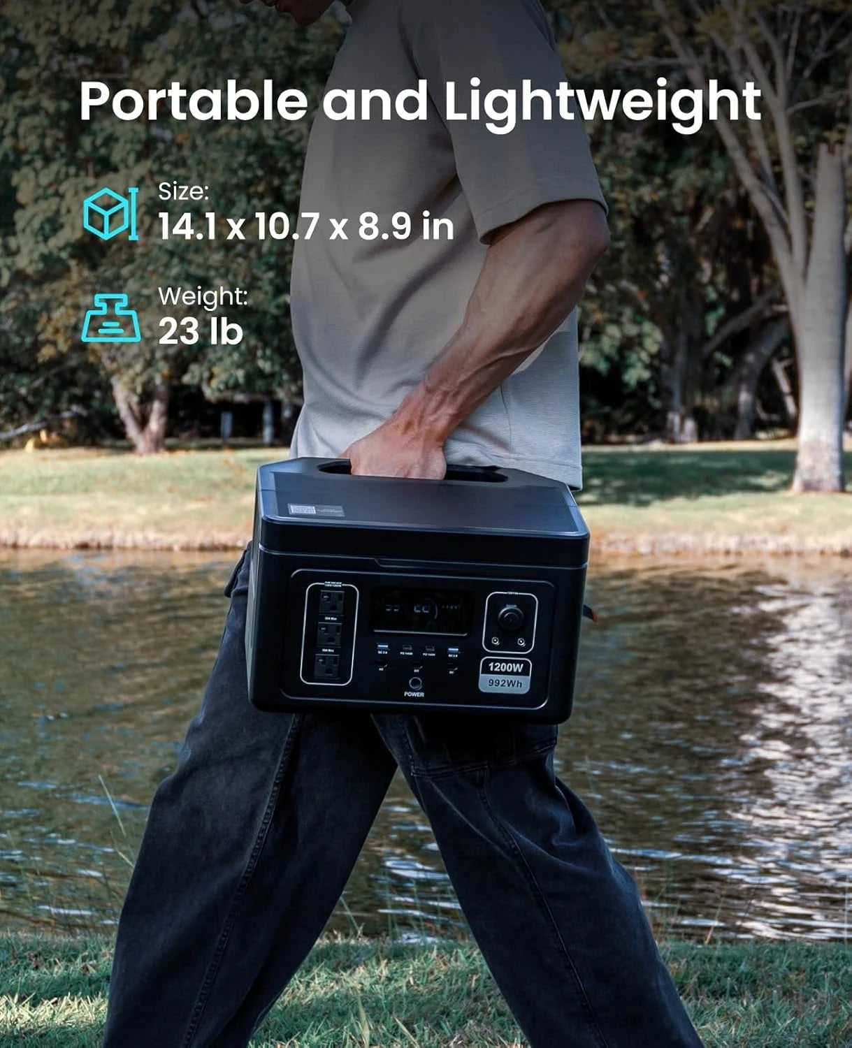 2025NEW Portable Power Station 1200W 992Wh LiFePO4 Solar Generator w/Smart App Control, UPS