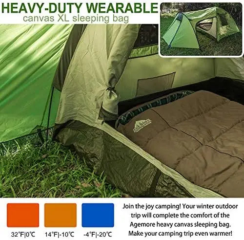 Degree Canvas Sleeping Bag, Camping Particularly in Cold Winter Outdoor