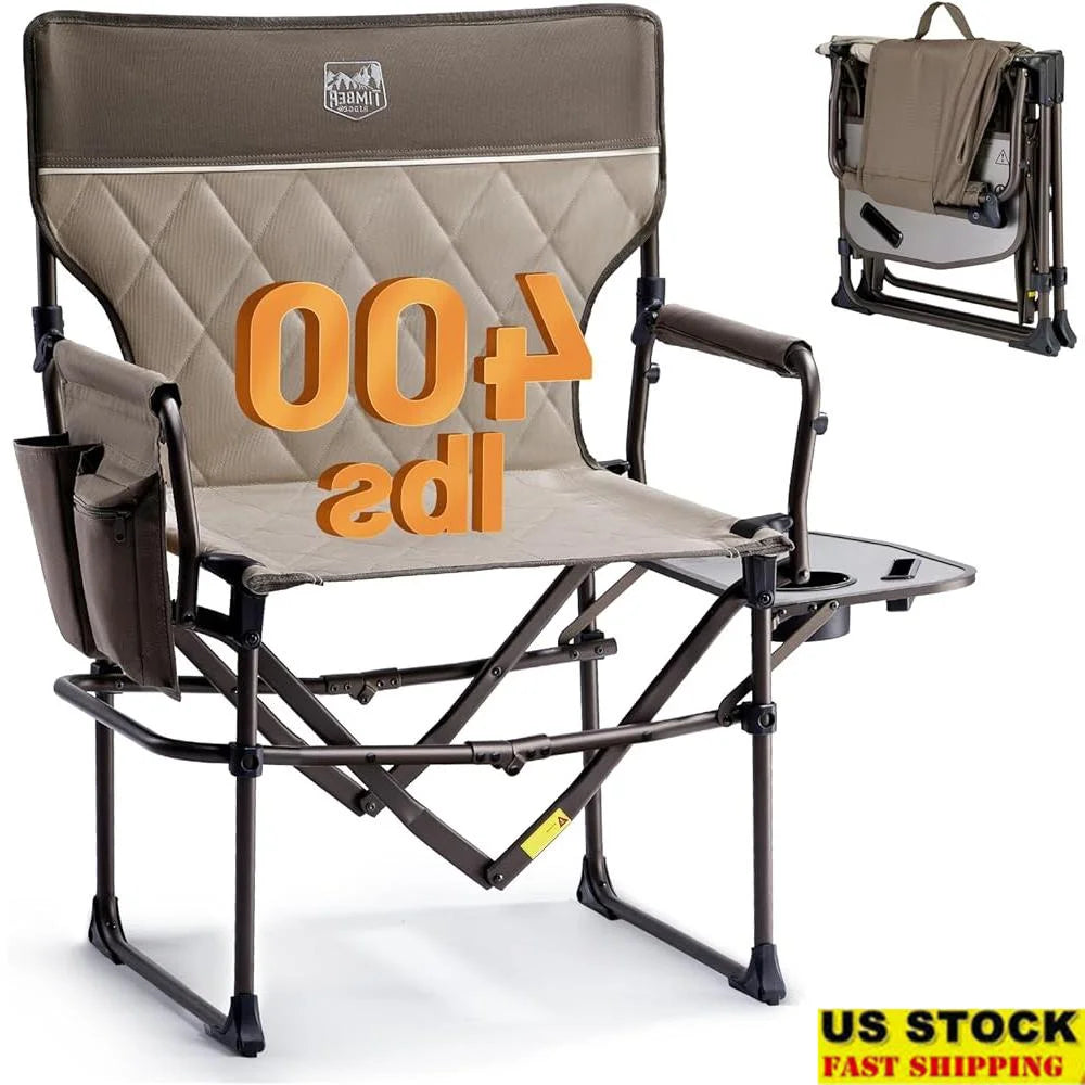 Compact Foldable Camping Chair with Side Pocket Heavy Duty Directors Chair Outdoor Activities
