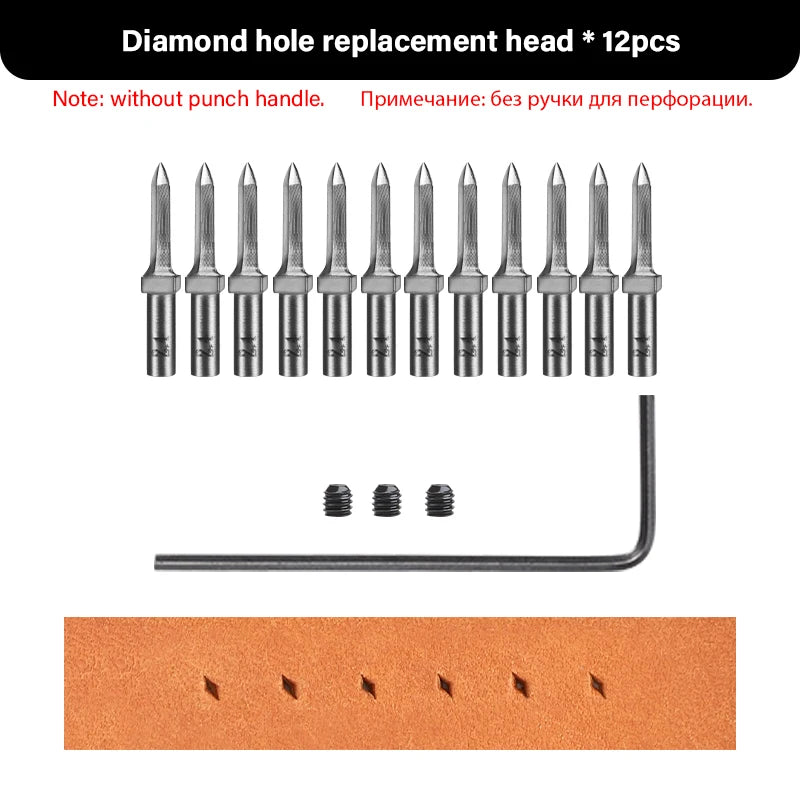 WUTA 3G Leather Punches Head Pricking Iron Removable Diamond Olive Round Hole French Style