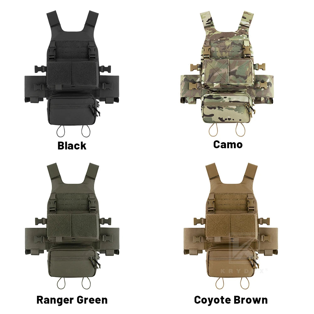 KRYDEX Low Vis Slick Plate Carrier Tactical Vest W/Elastic Cummerbund Micro Fight MK3 Vest