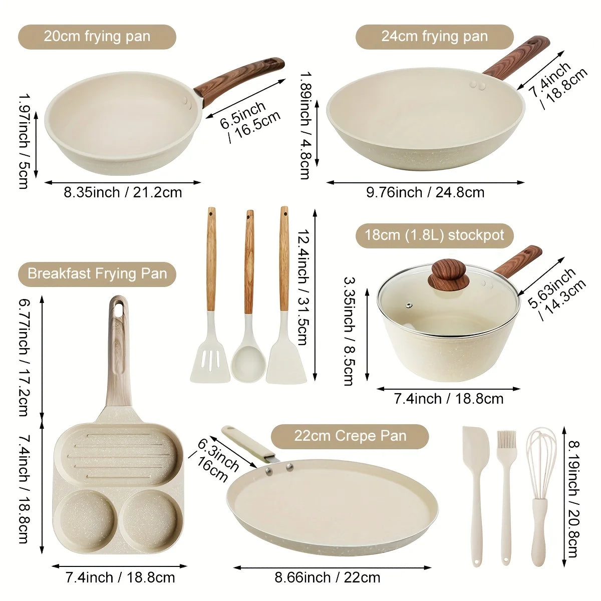 Multi-Piece Non-Stick Cookware Set- Durable and Versatile Cookware