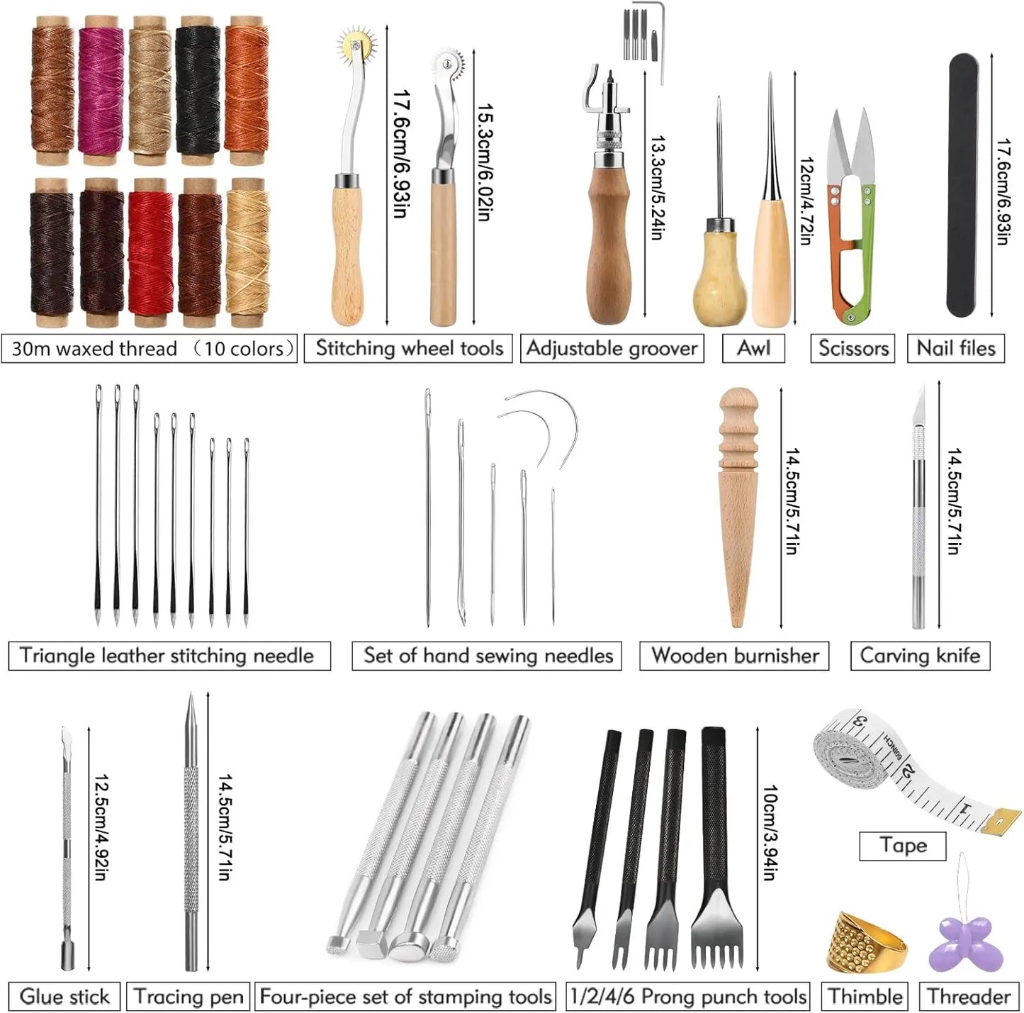 60 Pcs Leather Craft Kit with Storage Bag, Tools for Stitching and Punching