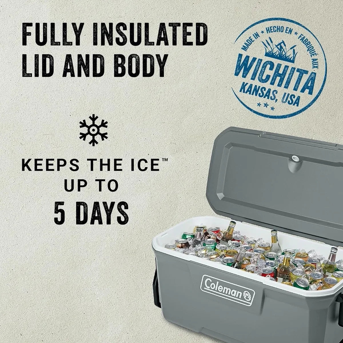 316 Series Insulated Portable Cooler w/ Heavy Duty Wheels,  with 100+ Can Capacity 100qt COLEMAN