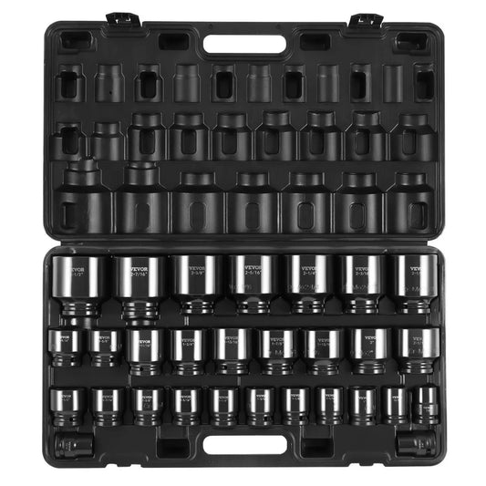VEVOR Impact Socket Set 3/4" 29 Piece Impact Sockets, 6-Point Sockets, Rugged Construction, CR-M0