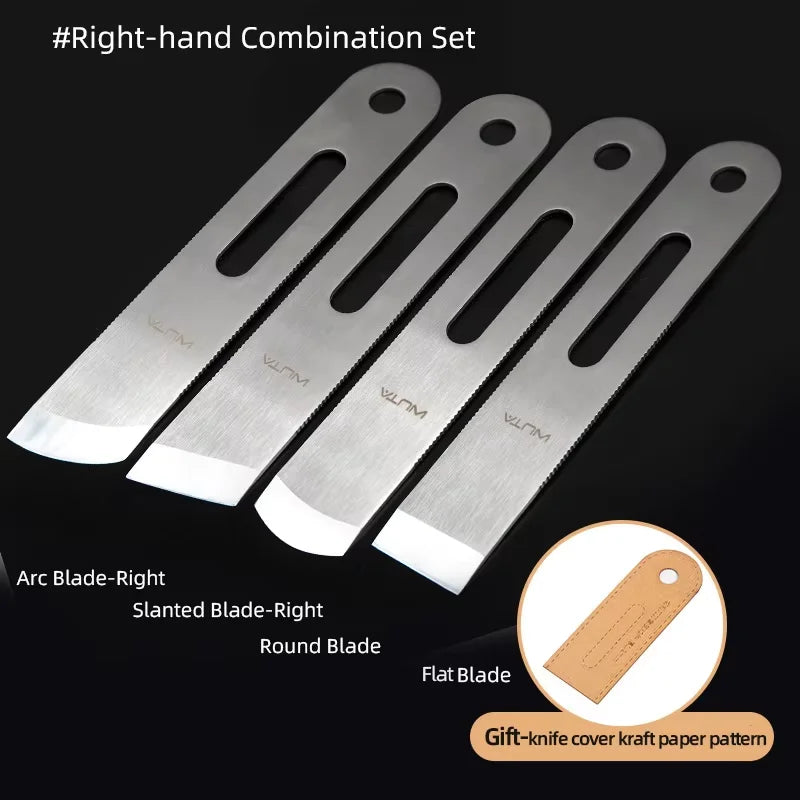 WUTA Design Professional Leather Thinning Knife Skiving, Round/Flat/Slanted Blade,Right/Left Handed