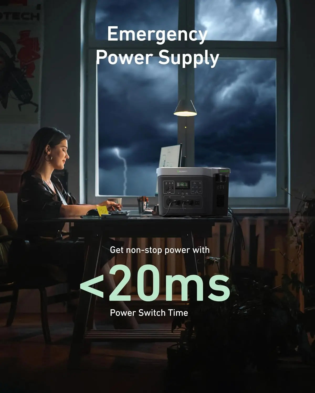 2000  Electric Solar Generator, 2048Wh LifePO4 Battery,2200W AC Output