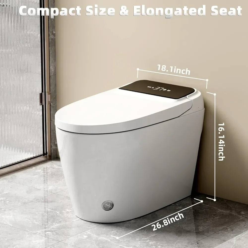 Bidet Toilet w/Bidet Built in, One-piece Bidet Toilet Seat, Auto Flush, Auto Open&Close & Nightlight