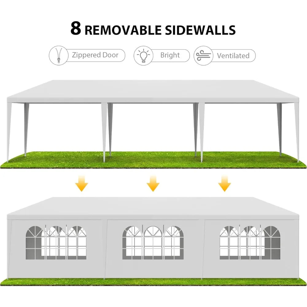 10x30 Party Tent Outdoor Canopy Tents for Parties with 8 Removable Sidewalls Heavy Duty Waterproof
