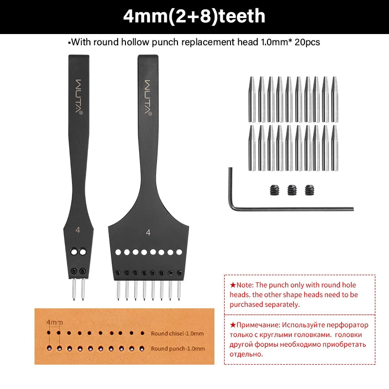 WUTA 3G Leather Punches Head Pricking Iron Removable Diamond Olive Round Hole French Style