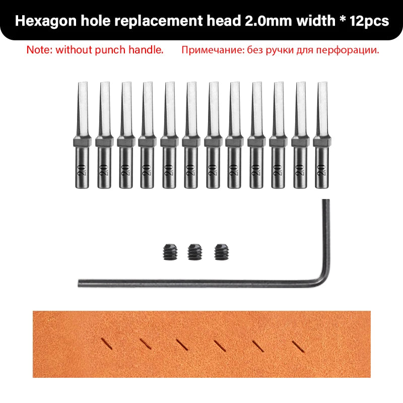 WUTA 3G Leather Punches Head Pricking Iron Removable Diamond Olive Round Hole French Style