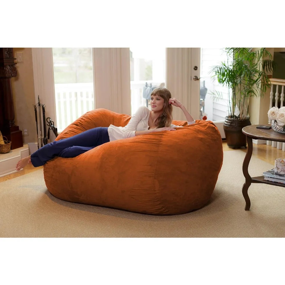 Chill Sack Bean Bag Chair/6' Memory Foam Furniture Bag & Large Lounger Soft Microfiber Cover/Orange