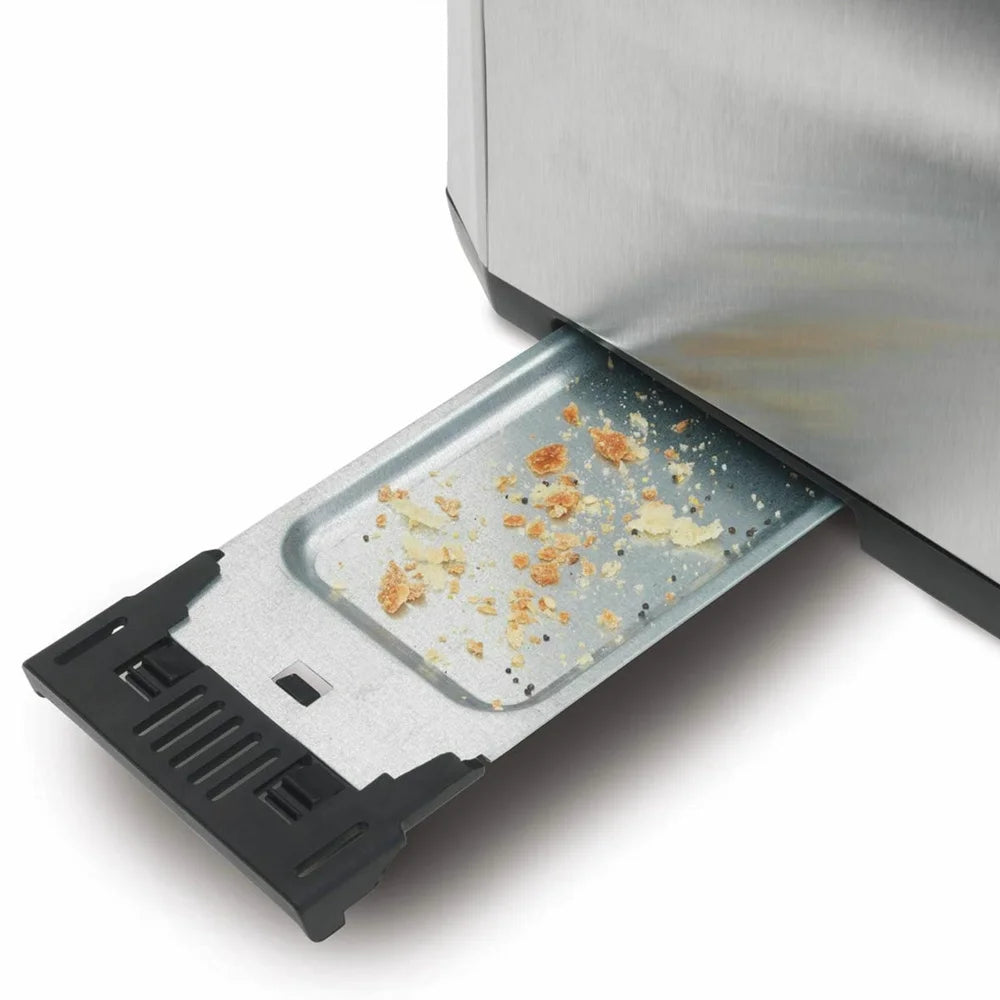 Brushed Stainless Steel 4 Slice Toaster Extra Wide Slots Toast Boost Auto Shutoff Crumb Tray
