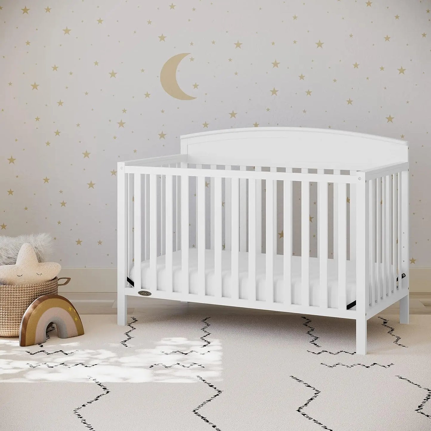 5-in-1 Convertible Crib (White) – Gold Certified, Converts from Baby Crib to Toddler Bed