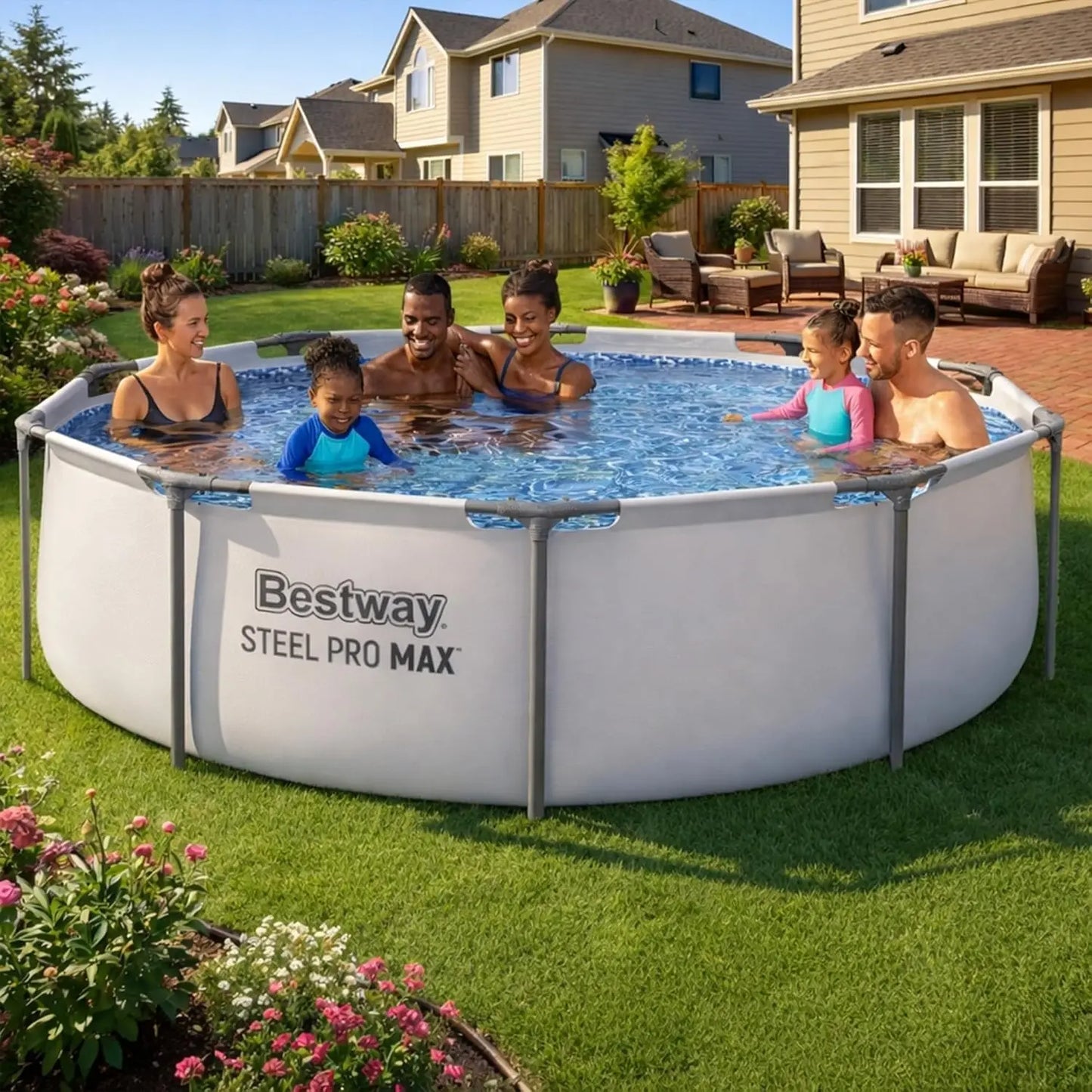 BESTWAY Steel Pro MAX 10' x 30" Above Ground Pool, Round Metal Frame Pool Set/Cartridge Filter Pump