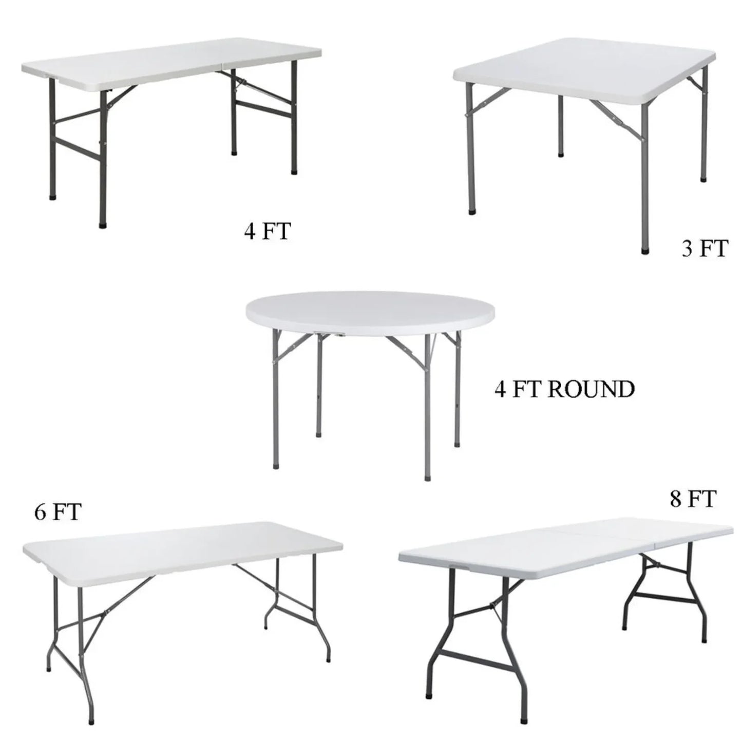 US Folding Table 3/4/6/8 FT Plastic Portable Dining Picnic Camping Table In/Outdoor