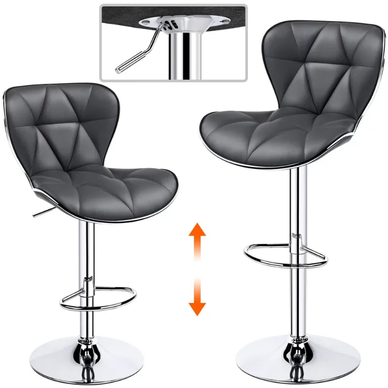 Alden Design Adjustable Midback Faux Leather Bar Stool, Set of 2, - My Store