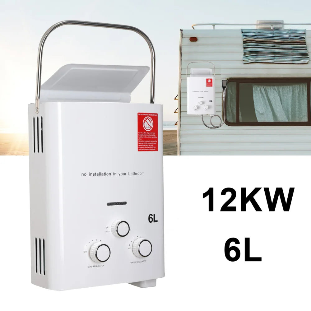 6L Propane Gas LPG Tankless Water Heater 12KW Stainless Steel Instant Hot Water Heater/Shower Head