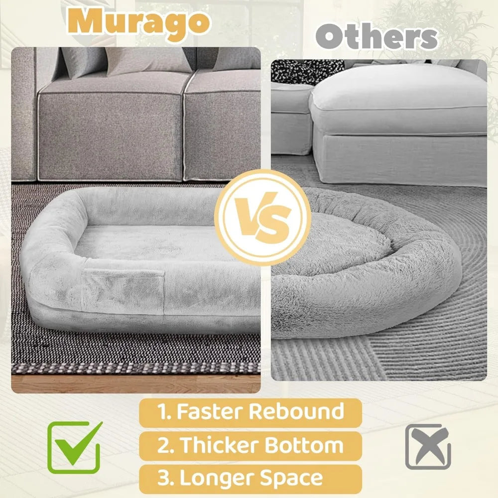 Human Dog Bed for Adults, 71" Long Human Size Dog Bed, Washable Cover, Waterproof, Orthopedic Design