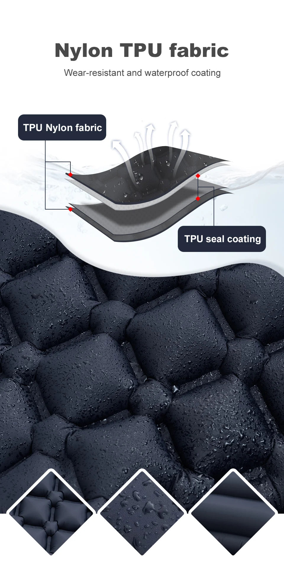 PACOONE Camping Inflatable Mattress Built-in Pump Ultralight Air Cushion Travel Mat With Headrest