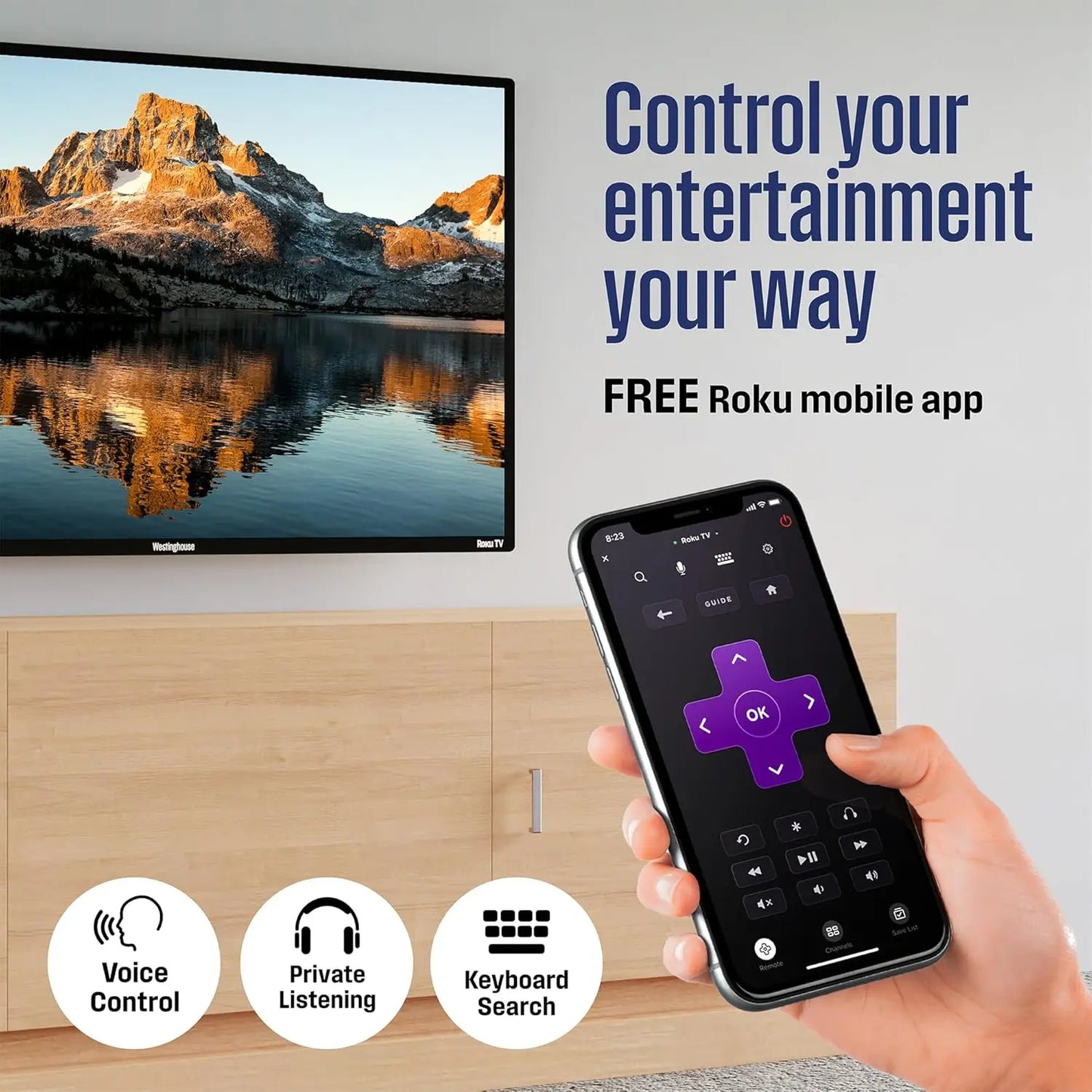 50 Inch Smart TV, 4K UHD LED TV with Wi-Fi Connectivity and Mobile App, Flat Screen TV