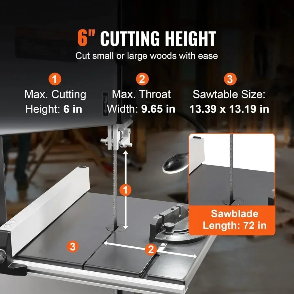 10-Inch Dual-Speed 560/1100 RPM Band Saw with Metal Stand, 370W 1/2HP Motor