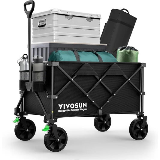 VIVOSUN Collapsible Folding Wagon, 300lb load-bearing Outdoor Utility Cart w/Silent Universal Wheels