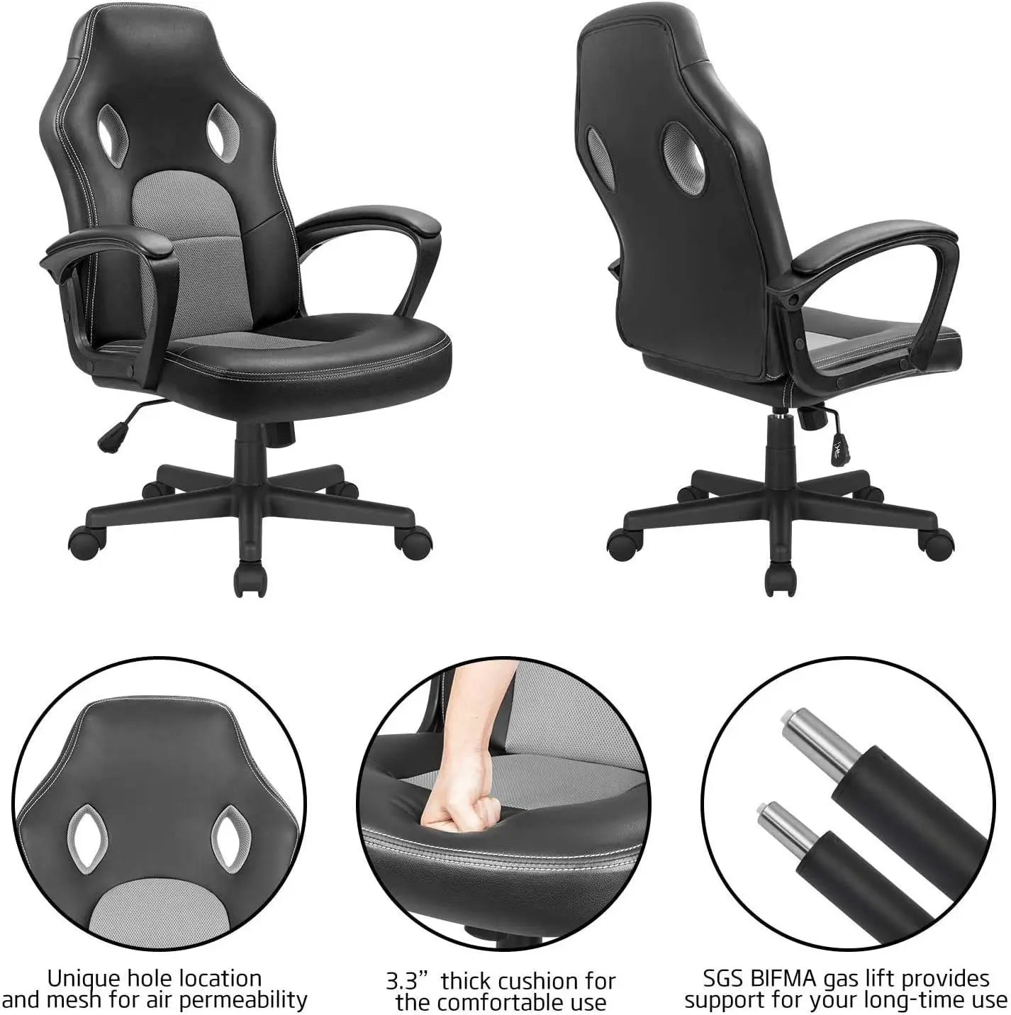 Office Gaming Chair High Back Leather Computer Chairs Ergonomic Height Adjustable Racing Game