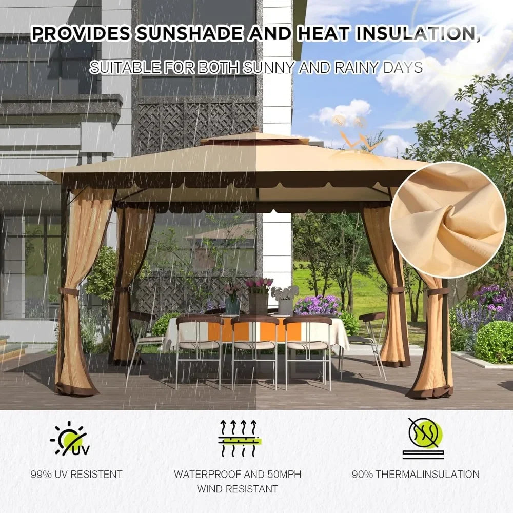 10x12,Gazebo with Mosquito Netting[Metal Heavy Duty Frame],Outdoor Canopy Gazebo