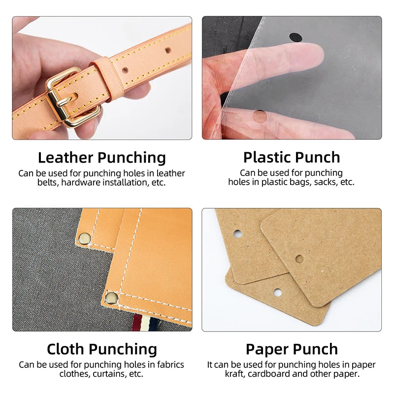 WUTA Plating Titanium Leather Hollow Punching Tool Set Round Hole Puncher DIY Craft for Leather