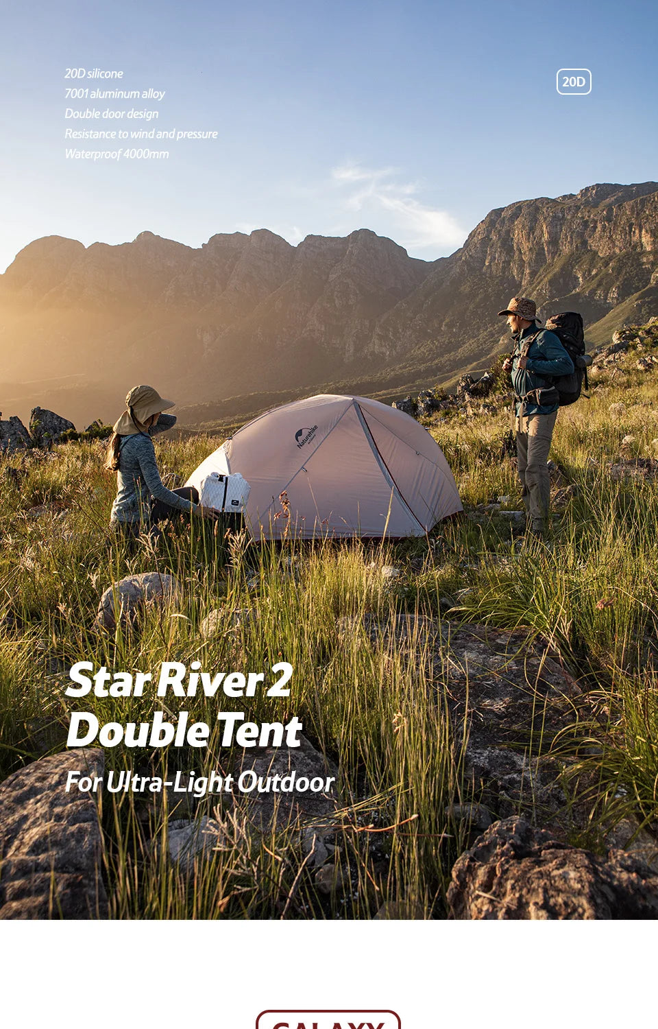 Naturehike Star-River Ultralight Waterproof Tent 2 People 4 Seasons Outdoor